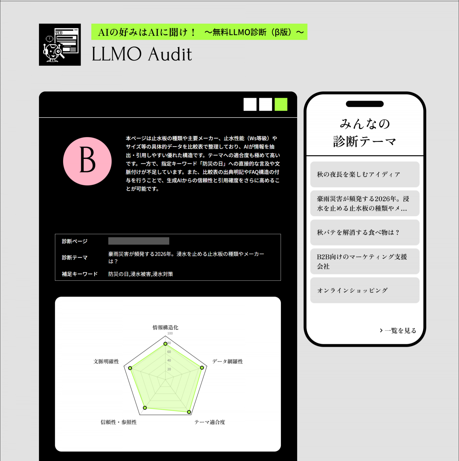 AIのことはAIに聞け!~無料LLMO診断(β版)~